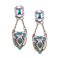 Zelda Pave Art Deco Sapphire Statement Earrings
